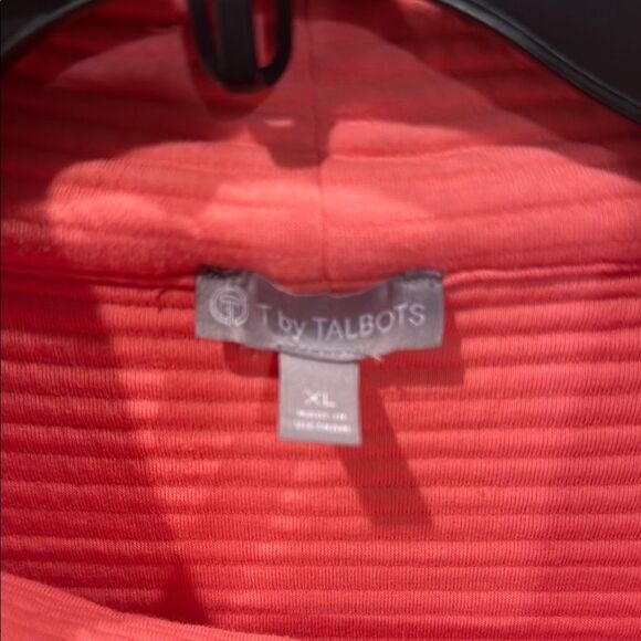 T by Talbots Tangerine Cowl Neck top with Cozy Ribbed Texture size XL - Picture 3 of 11